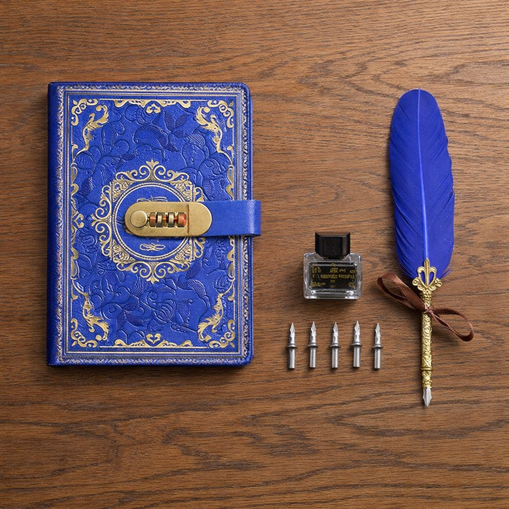 Şifreli Defter Tüylü Kalem Seti